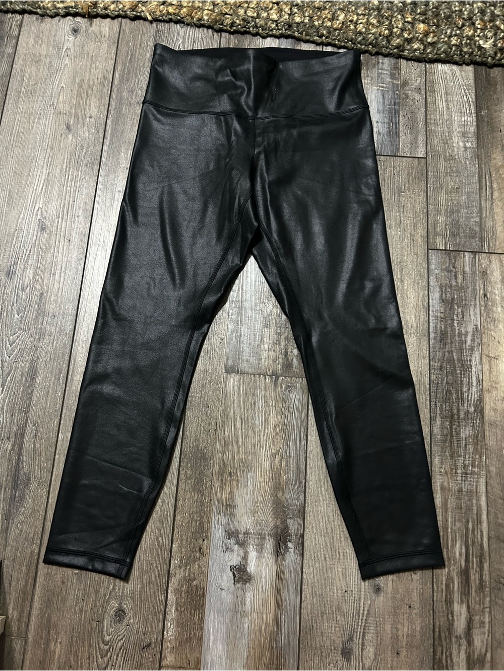 lululemon athletica Black Metallica Faux Leather cropped leggings pants